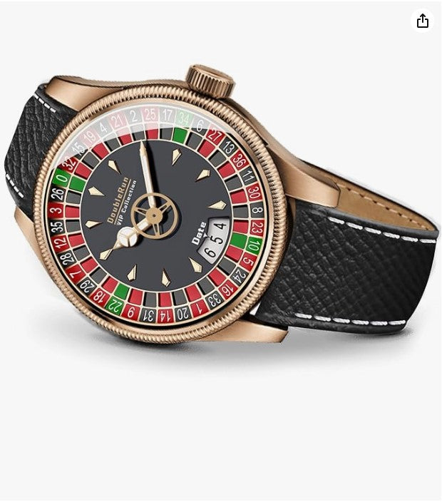 Elite Dial Black Leather Strap Analog Watch, Band Color:Black