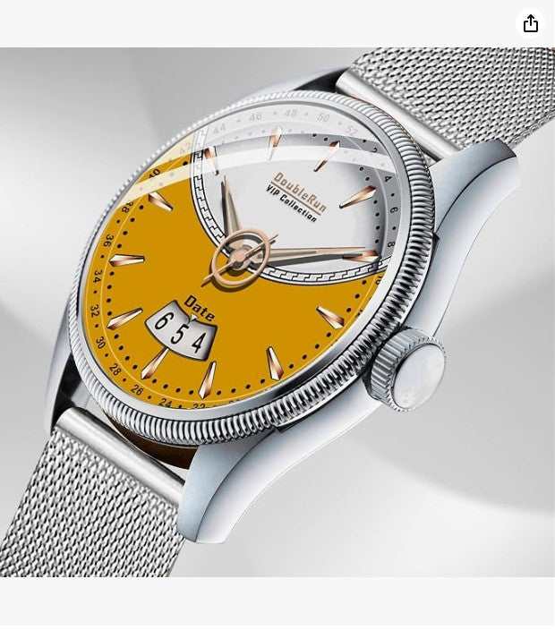 Elite Men's 3D Glass Date Display Analog Watch – Silver Stainless Steel