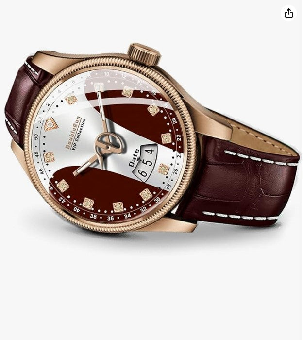 Elite Two Tone Dial Leather Belt Analog Watch - For Men, Band- Red