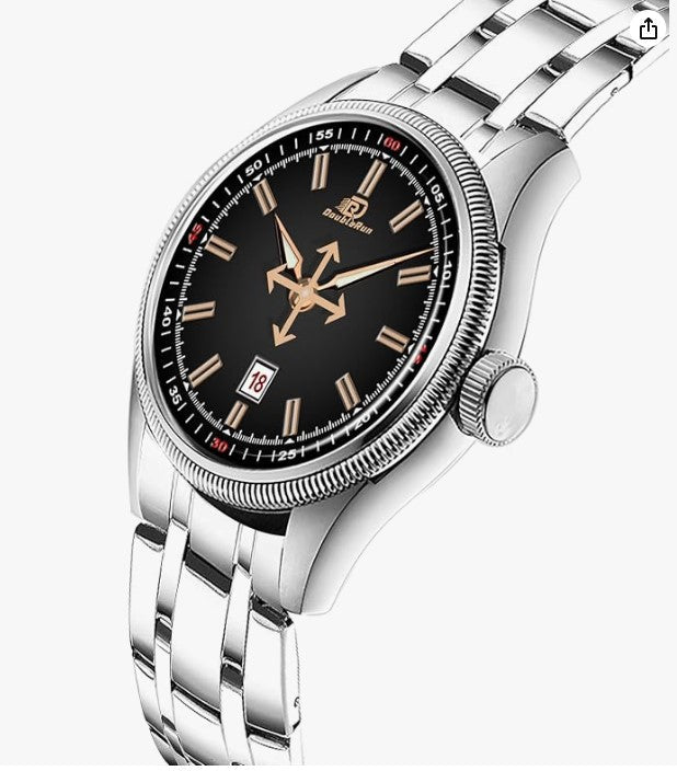 Elite Men's Date Display Analog Watch – Silver Stainless Steel