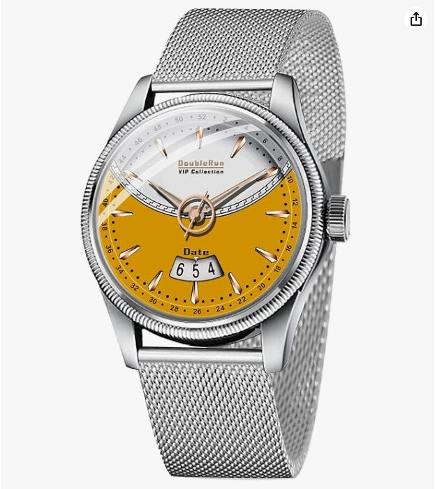 Elite Men's 3D Glass Date Display Analog Watch – Silver Stainless Steel