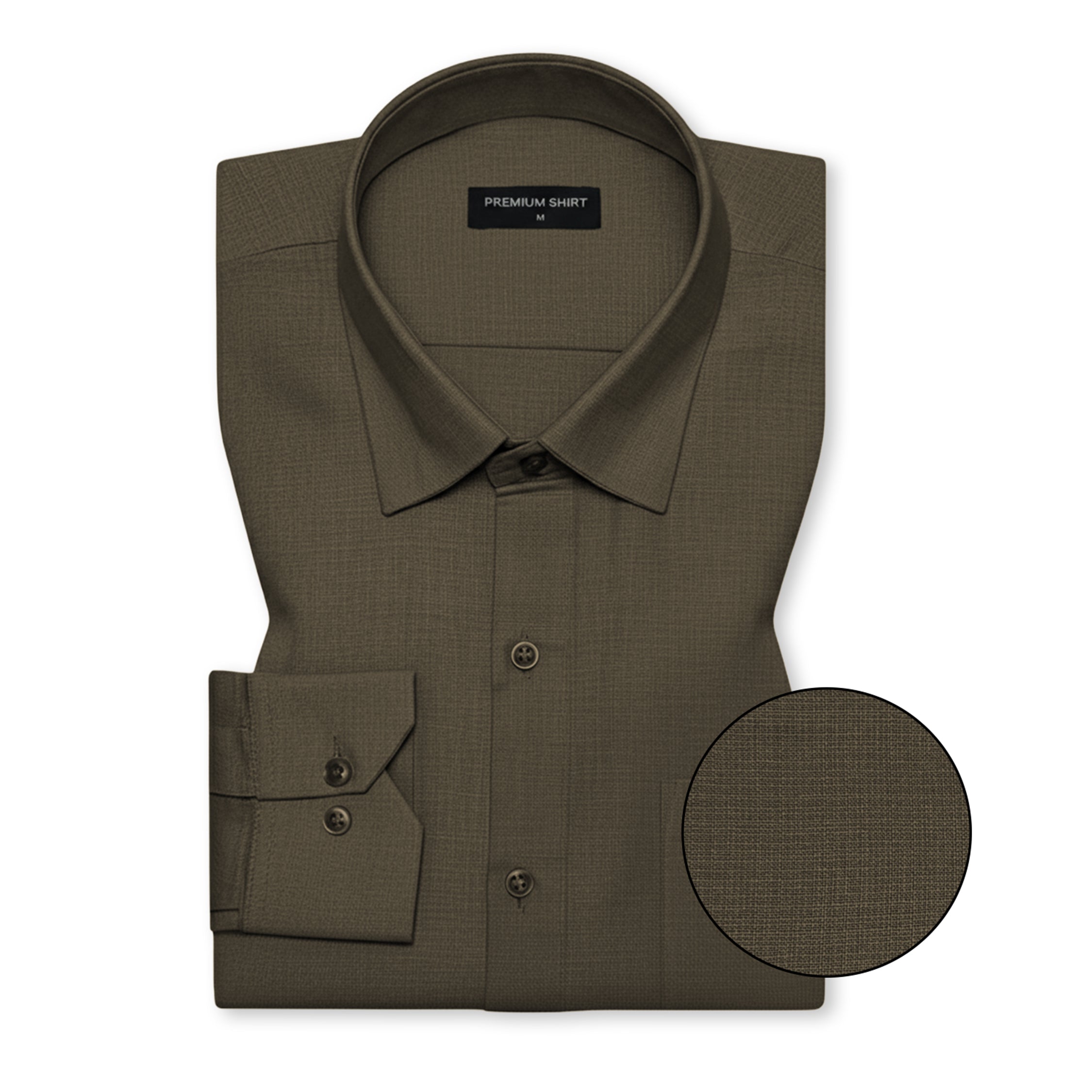 Olive Textured Linen Shirt For Men