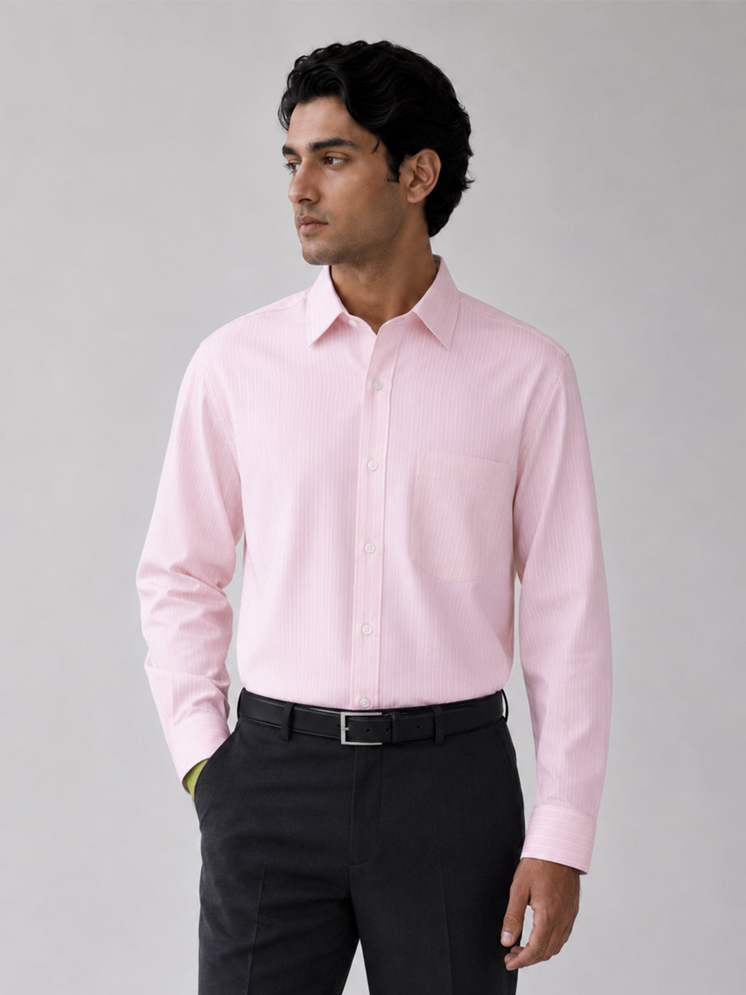 Pink Pinstripe Oxford Shirt For Men