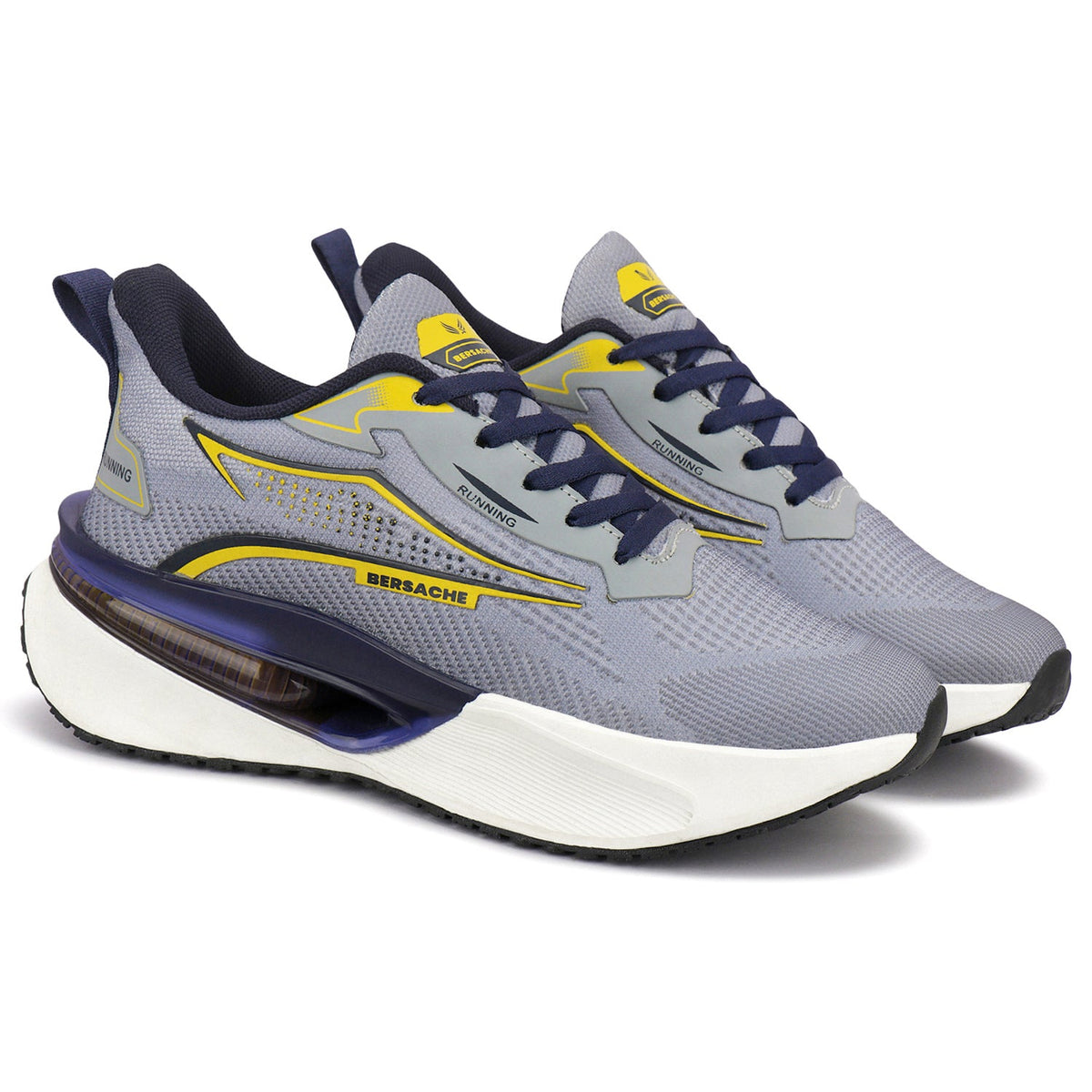 Bersache Premium Sports ,walking,Gym,cricket, Trending Running Shoes For Men's (Grey-Yellow-9215)