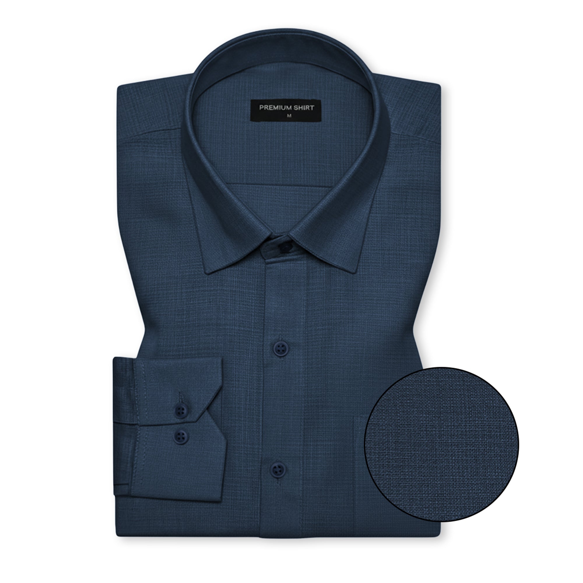 Royal Blue Textured Linen Shirt For Men