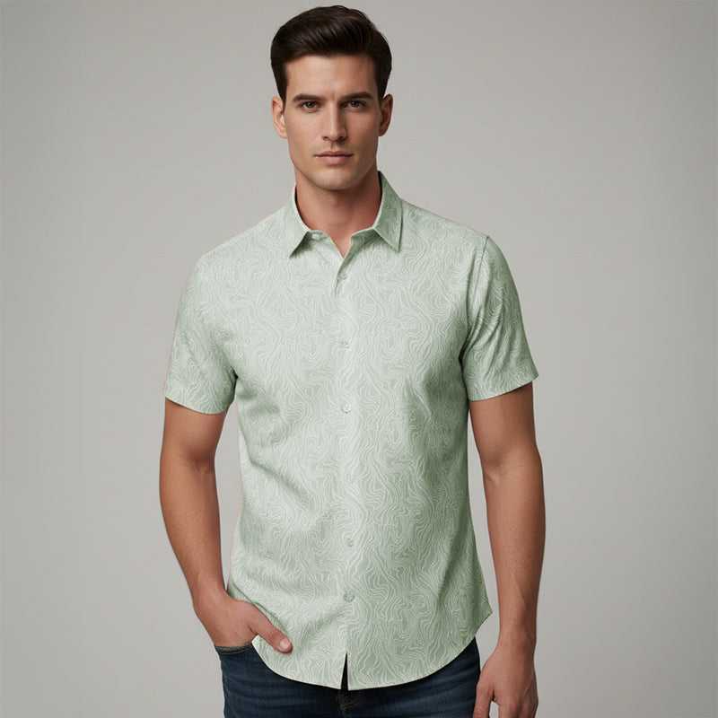 Green Swirl Printed Half Sleeve Shirt For men