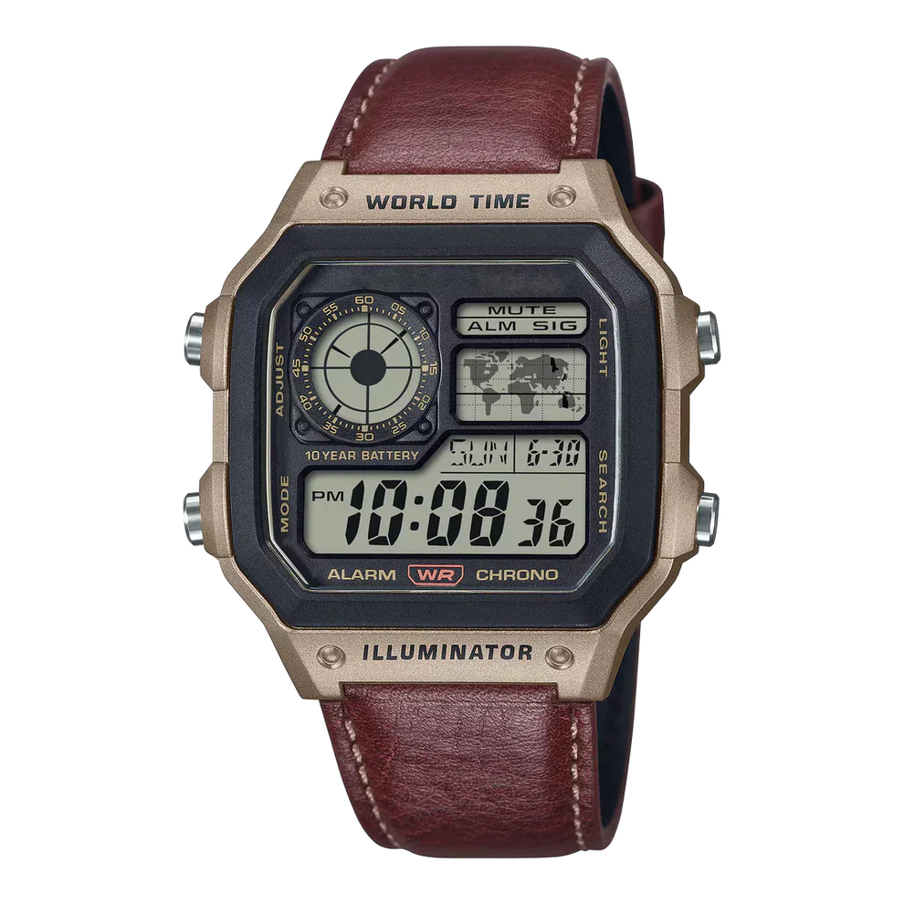 Stylish AE 1200 LEATHER Regular Wrist Watch