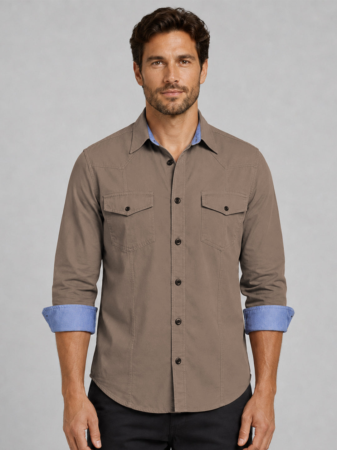 Pack Of 2 Cargo Style Beige & Khaki Shirt