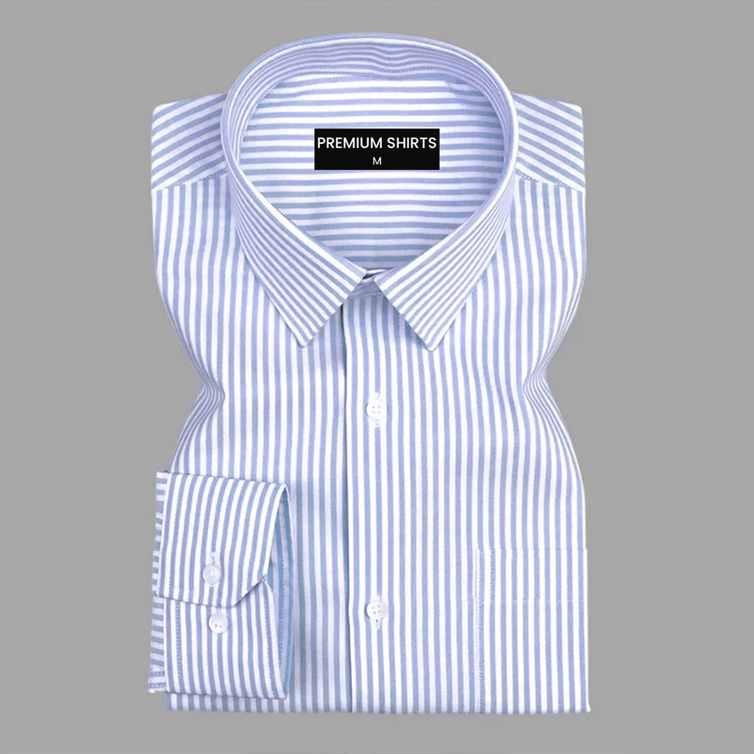 Cambridge Blue Stripe Oxford Premium Cotton Shirt For Men