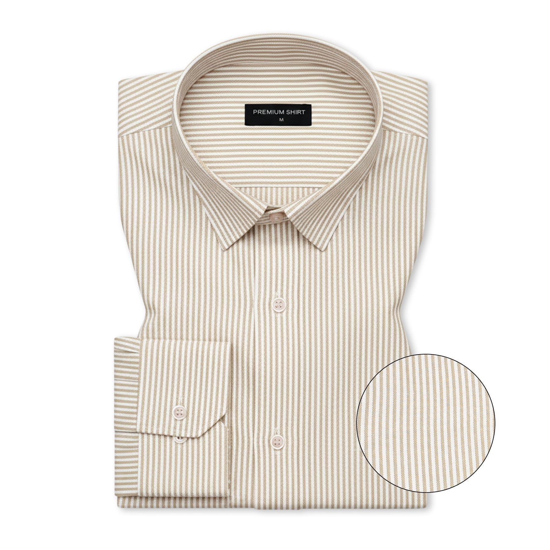 Beige & Light Green Stripe Oxford Pack of 2 Shirts For Men
