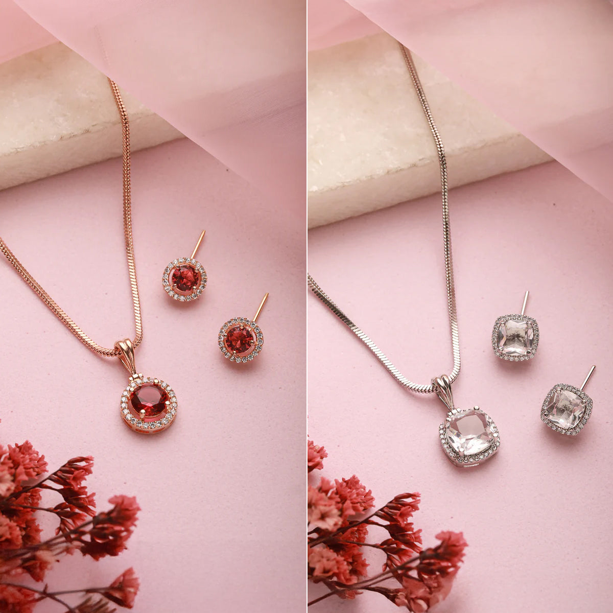 Jazz And Sizzle American Diamond-Studded Pendent Jewelry Set Combo