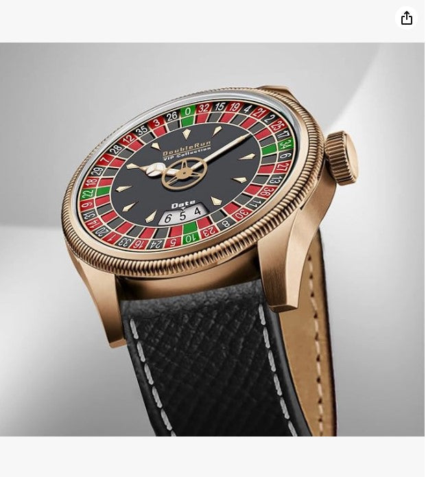 Elite Dial Black Leather Strap Analog Watch, Band Color:Black