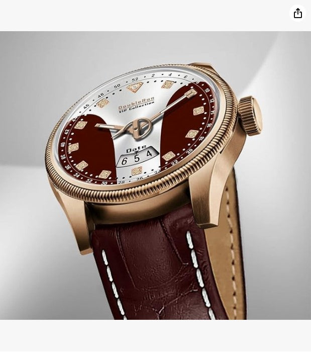 Elite Two Tone Dial Leather Belt Analog Watch - For Men, Band- Red
