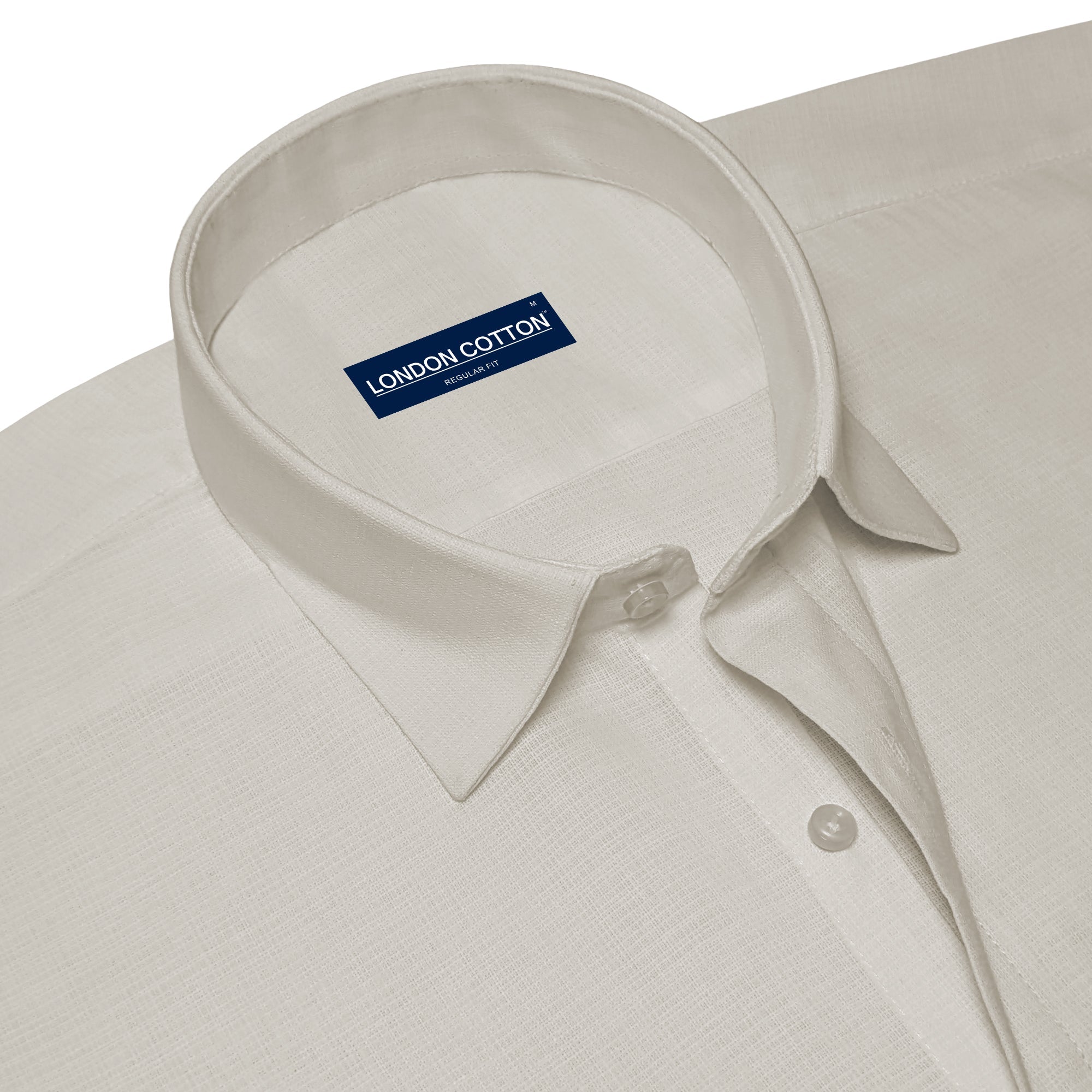 Beige Textured Linen Shirt For Men