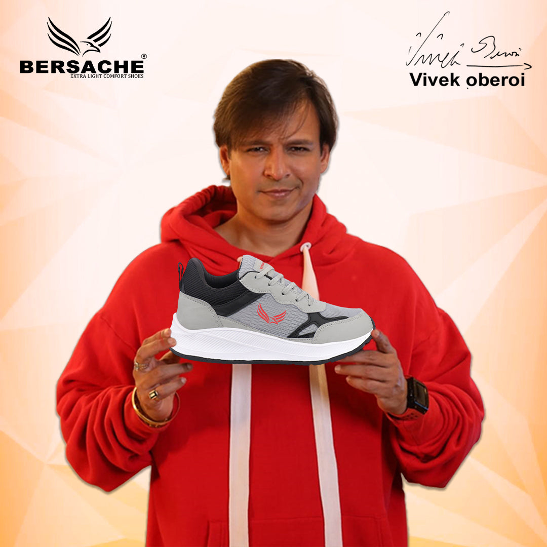Bersache Premium Sports ,walking, Gym, cricket, Trending Running Shoes For Men's (Gray-8124)