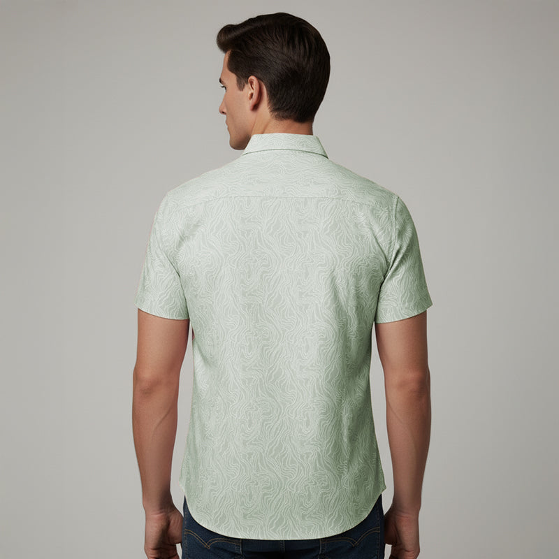 Green Swirl Printed Half Sleeve Shirt For men