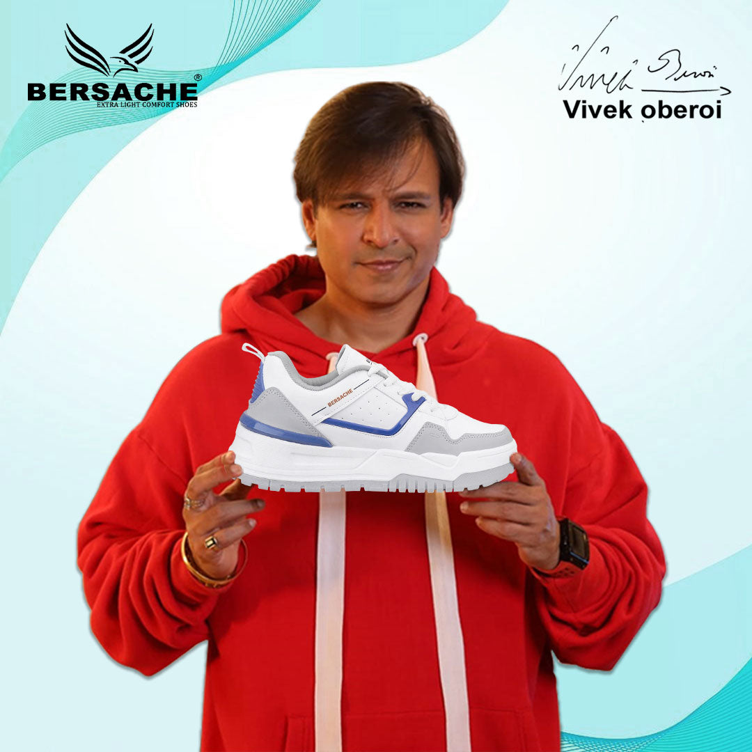 Bersache Premium Sports ,walking,Gym,cricket, Trending Running Shoes For Men's (Grey & White-9221)