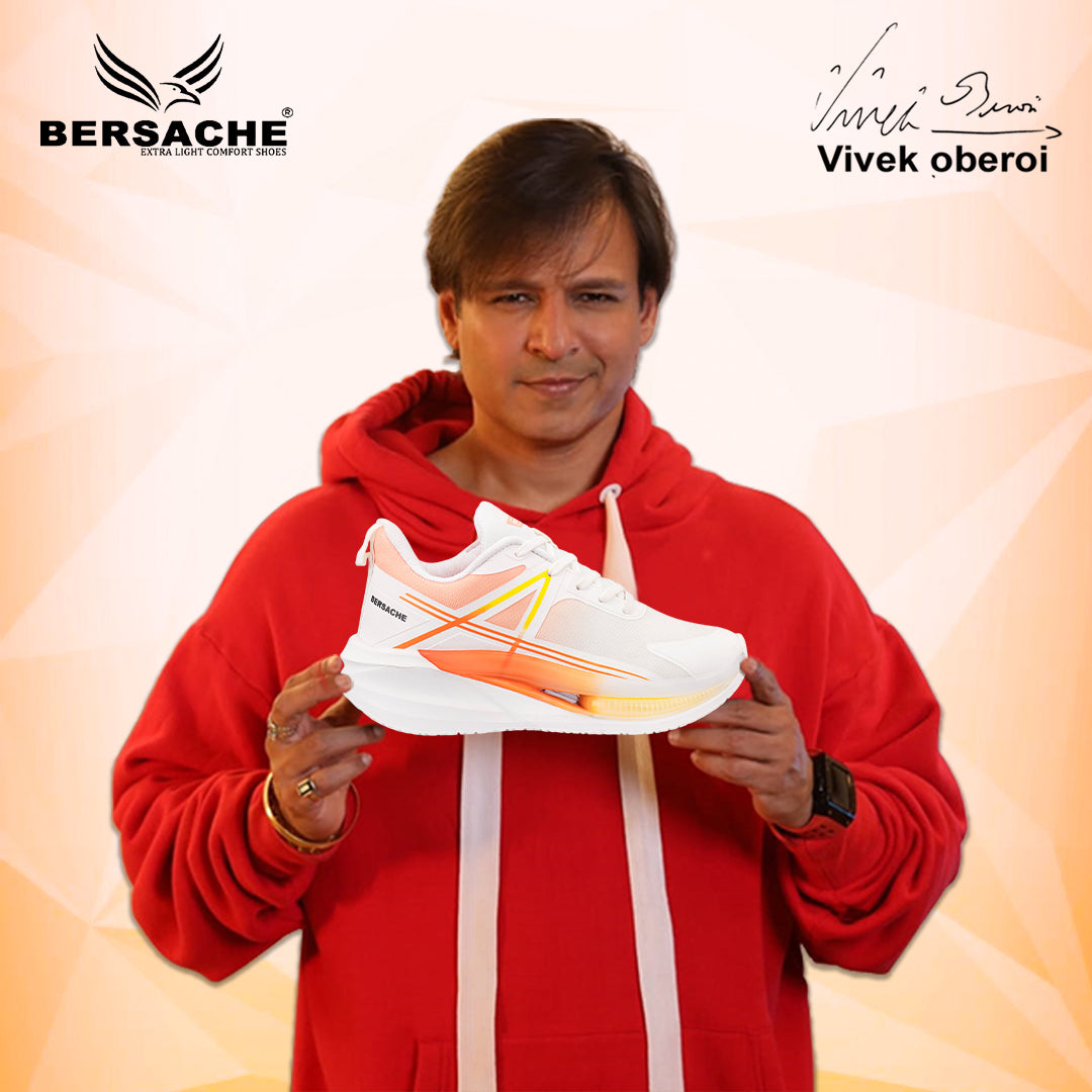 Bersache Premium Sports ,walking,Gym,cricket, Trending Running Shoes For Men's (Orange & White-9226)