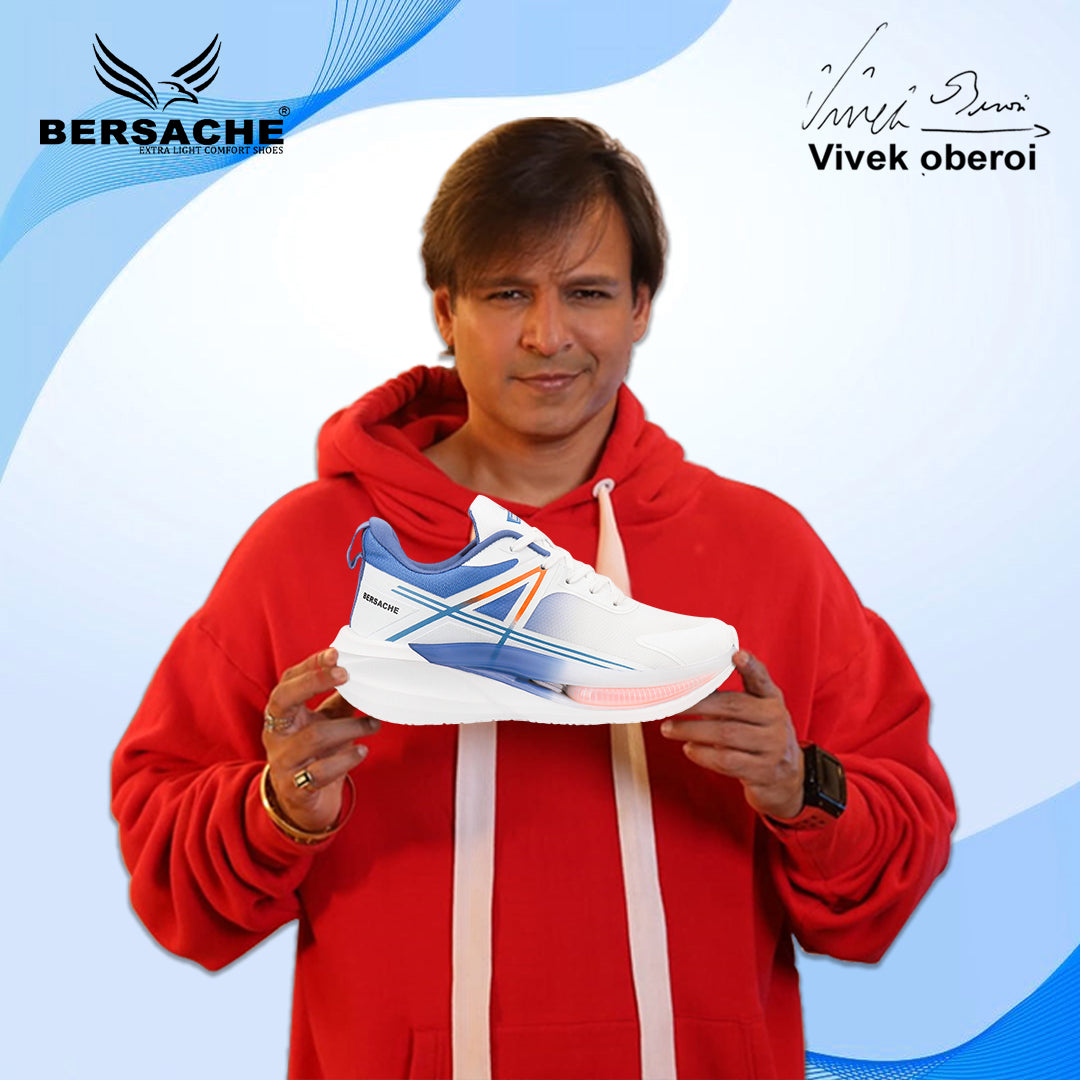 Bersache Premium Sports , Walking,Gym, Cricket, Trending Running Shoes For Men's (Blue & White-9227)