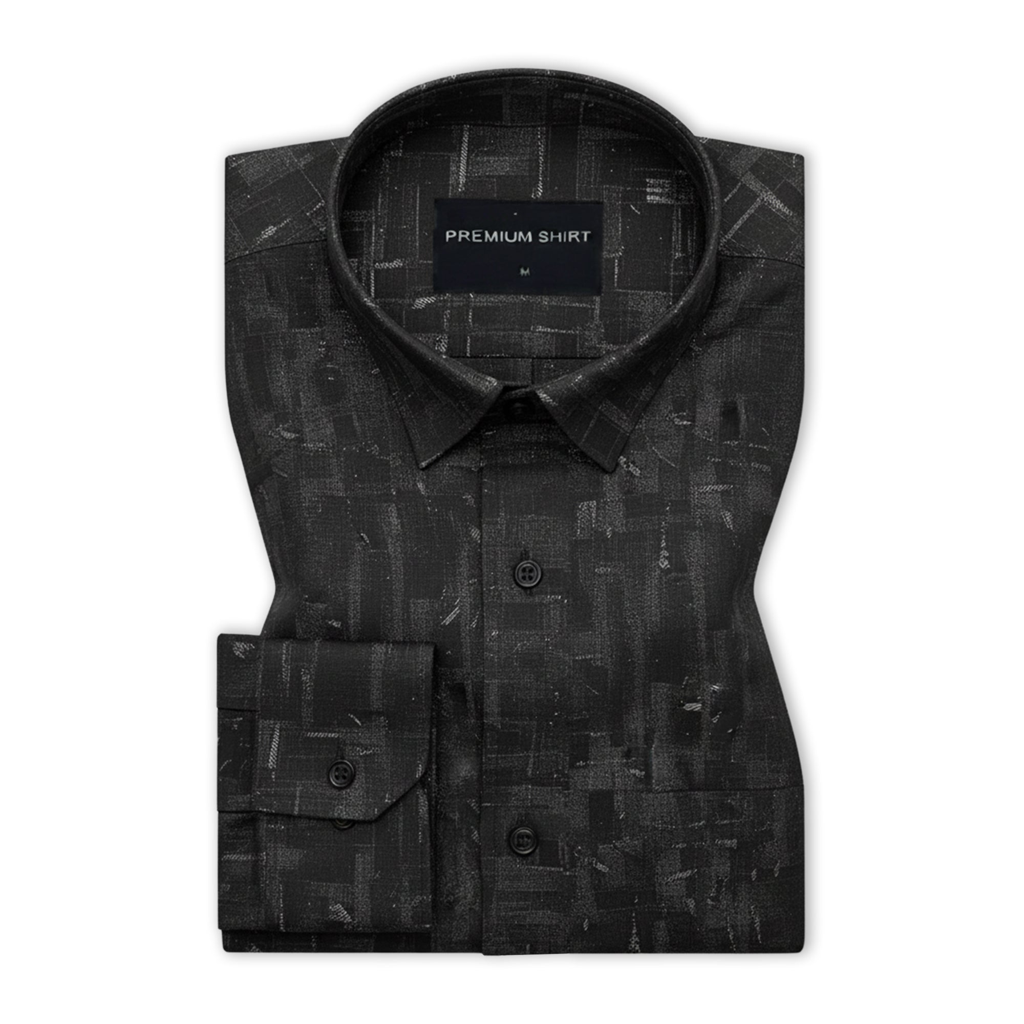 Black Abstract Linen Shirt For Men