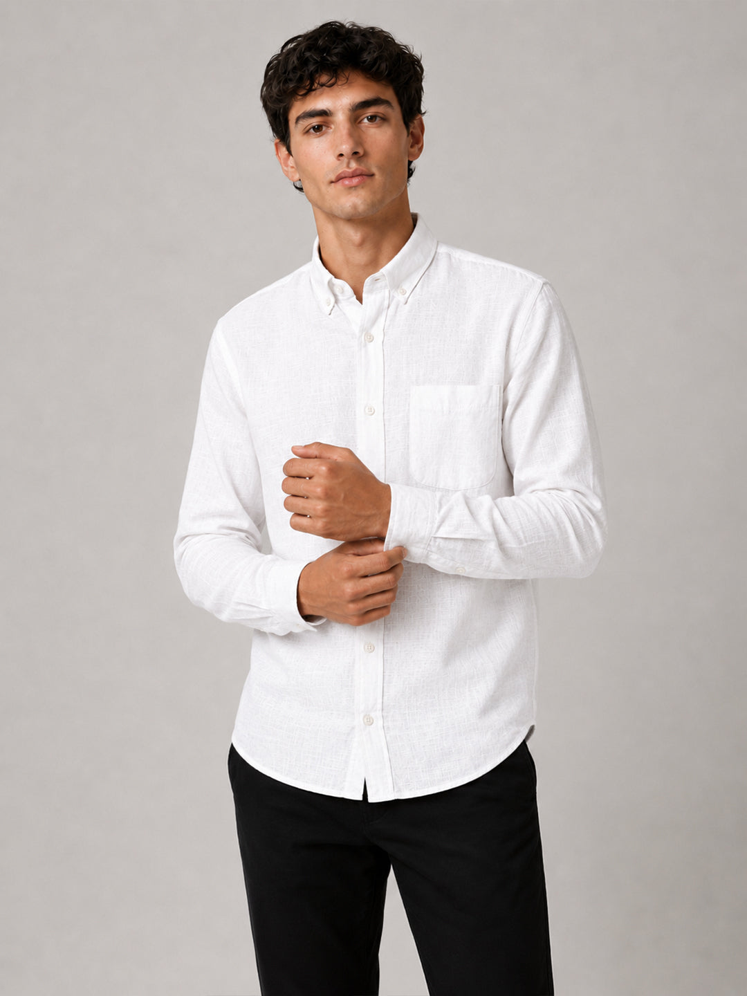 White Linear Linen Shirt