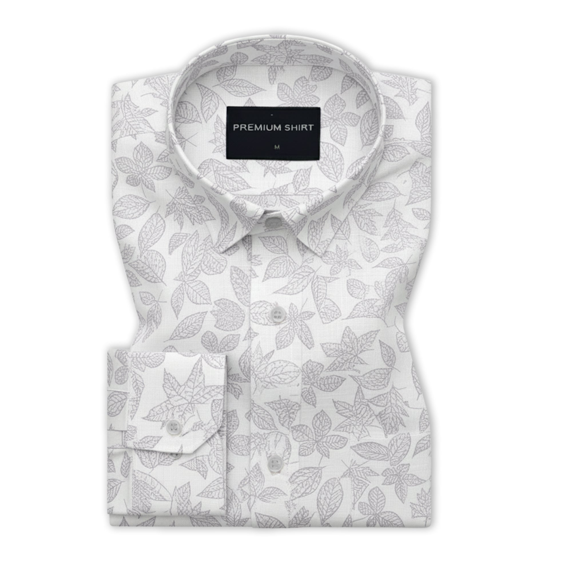White Lavender Abstract Linen Shirt For Men