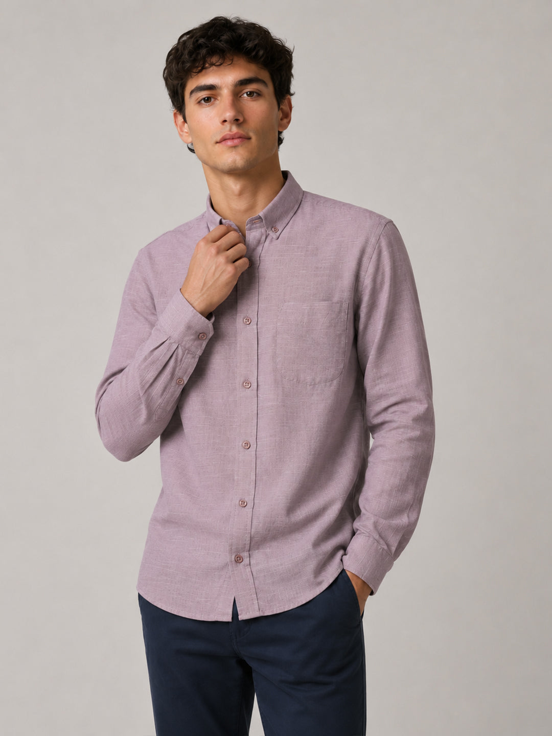Lavender Linear Linen Shirt
