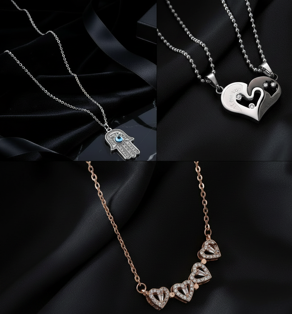 Jazz and Sizzle Combo Set of 3 Pendant Locket Necklace For women