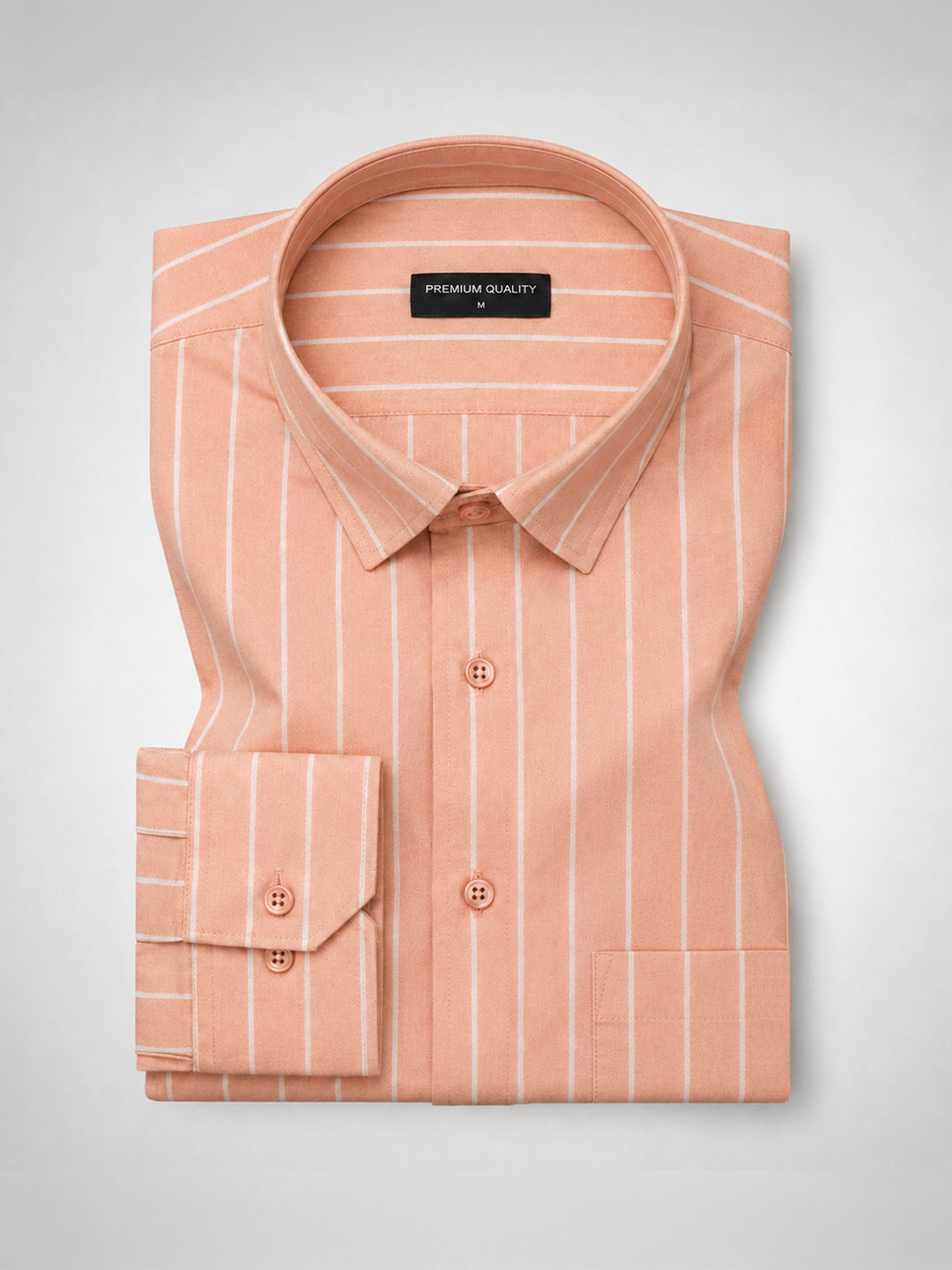 Soft Peach Pinstripe Oxford Shirt For Men