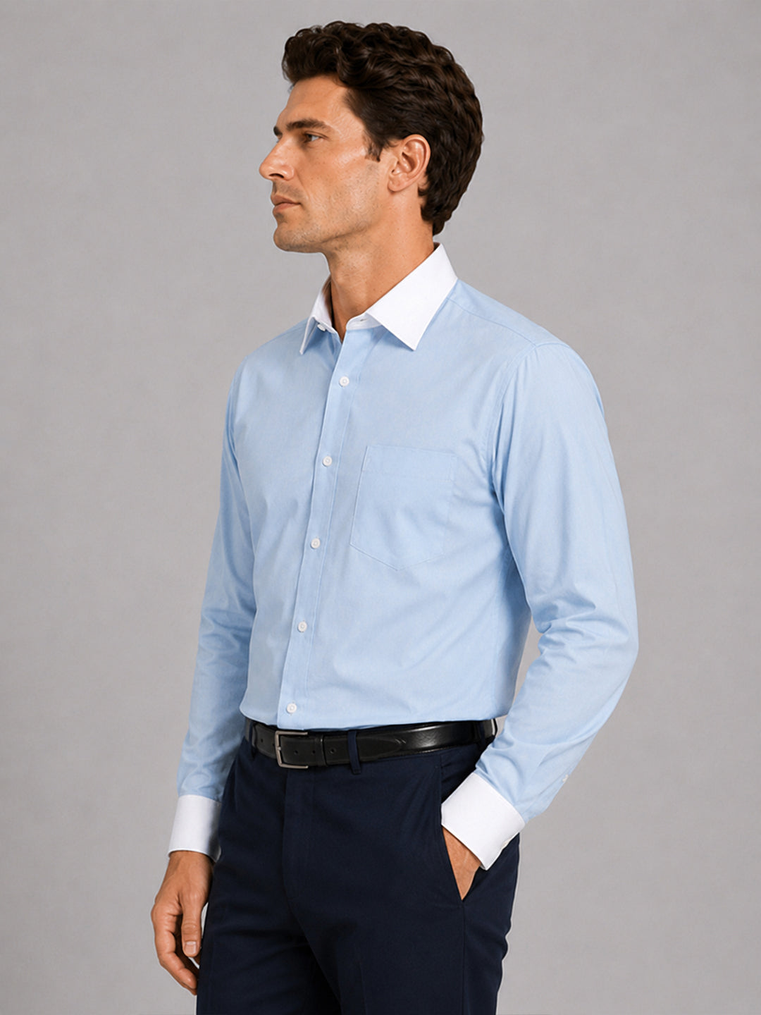 Pack of 2 White Collar Oxford Cotton Shirt For Men (Sky Blue & Pink)