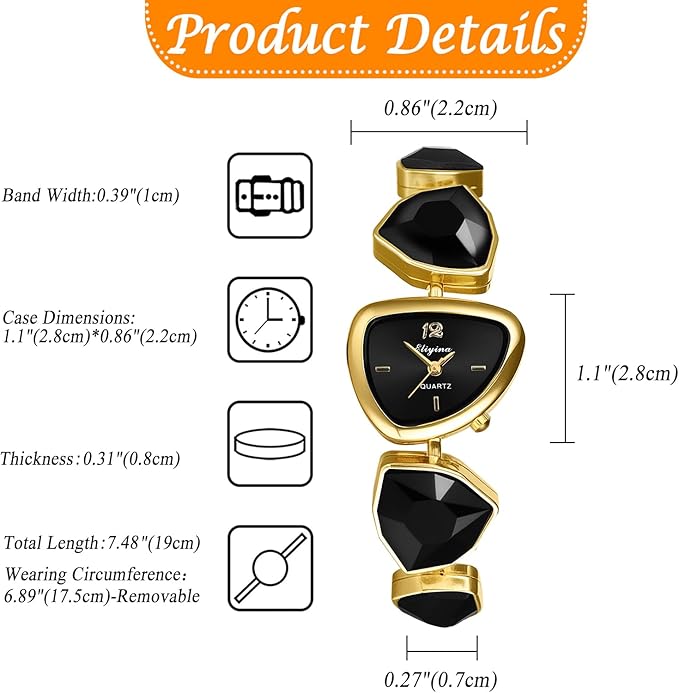 Black Crystal Gold-Tone Designer Watch