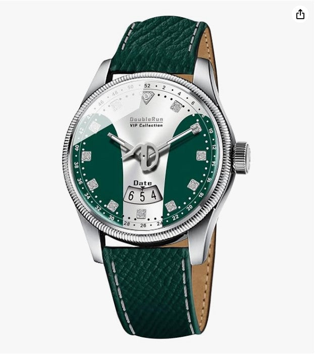 Elite Two Tone Dial Leather Belt Analog Watch - For Men, Band- Green