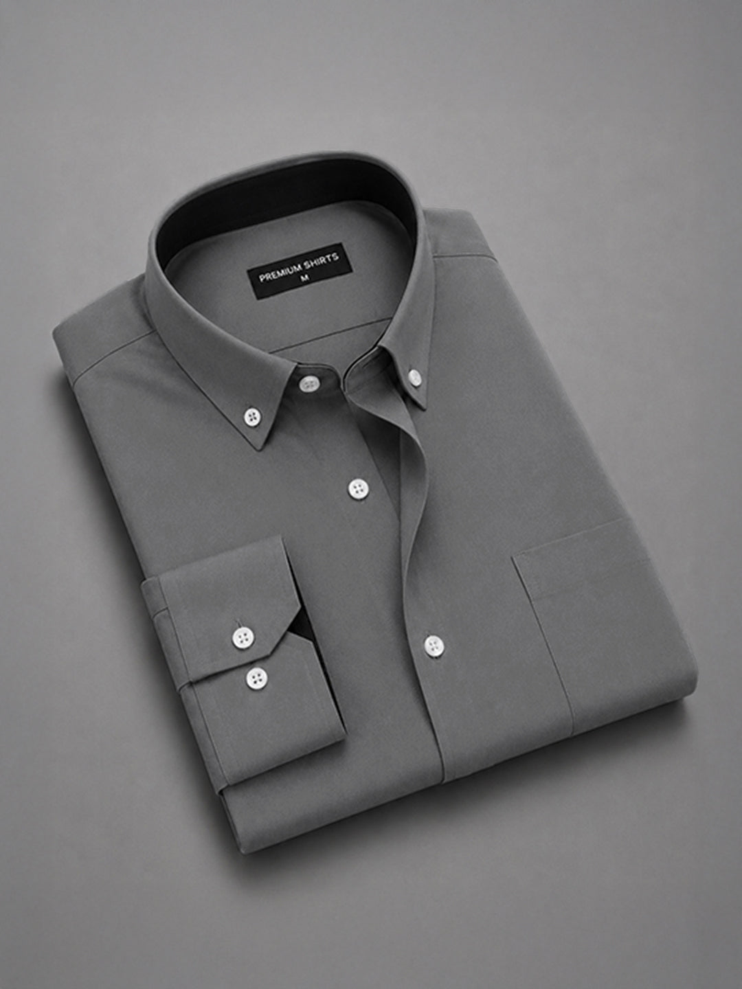 Dark Grey Satin Contrast Collar Shirt for Men