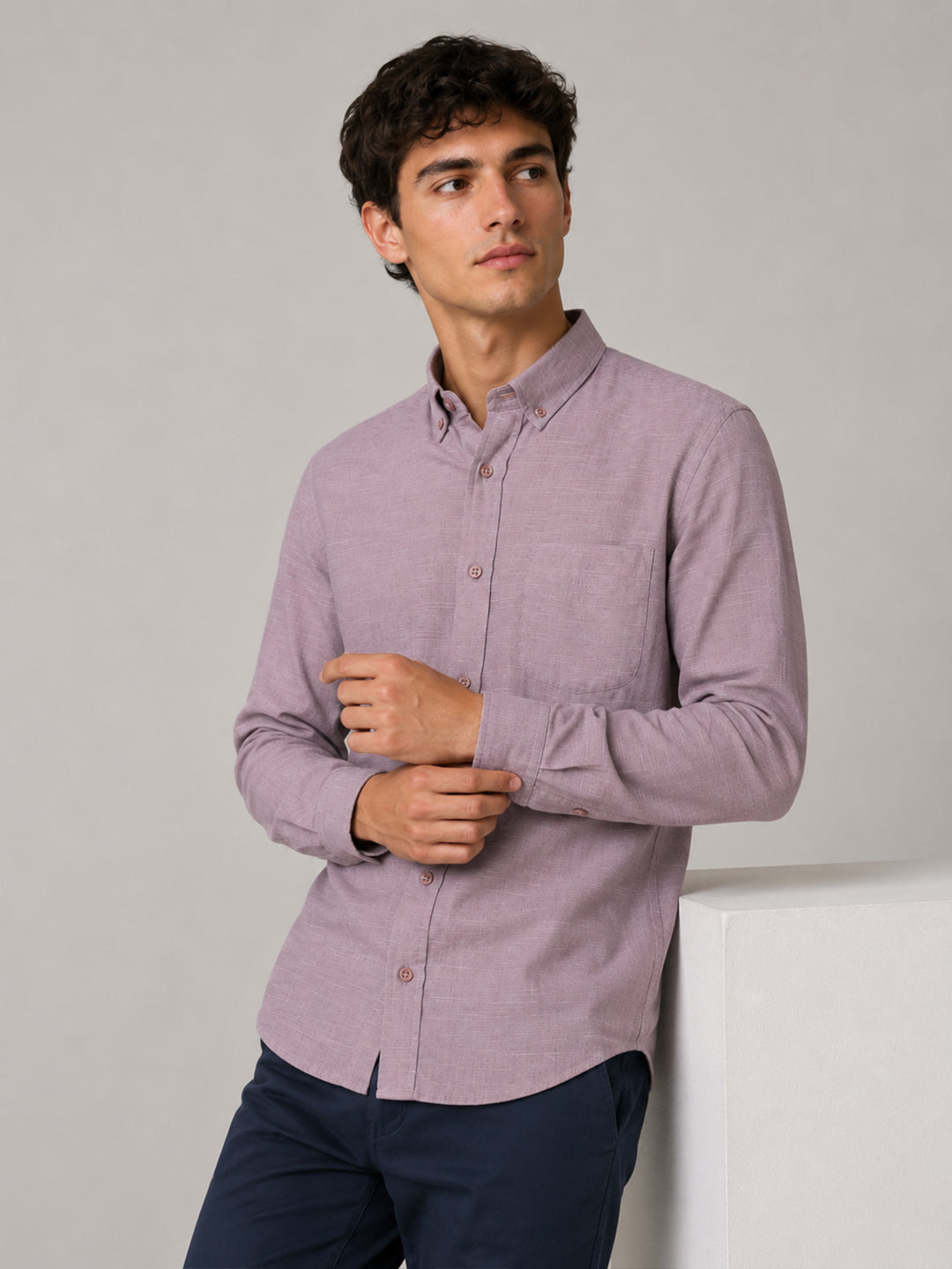 Lavender Linear Linen Shirt