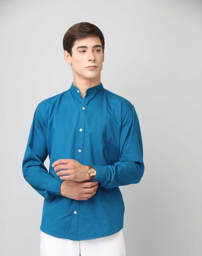 Man wearing a blue shirt