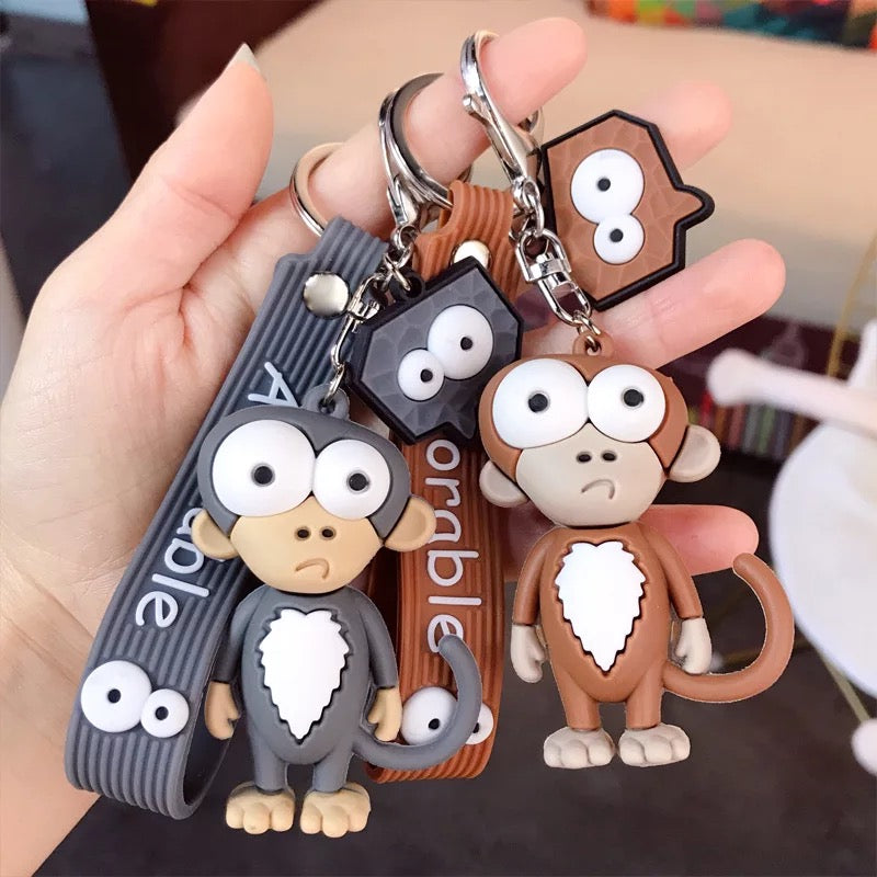 Adorable 3D Monkey Keychain