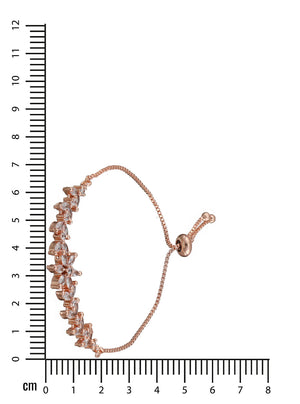 Rose-Gold Plated American Diamond Studded Handcrafted Adjustable Bracelet - Jazzandsizzle