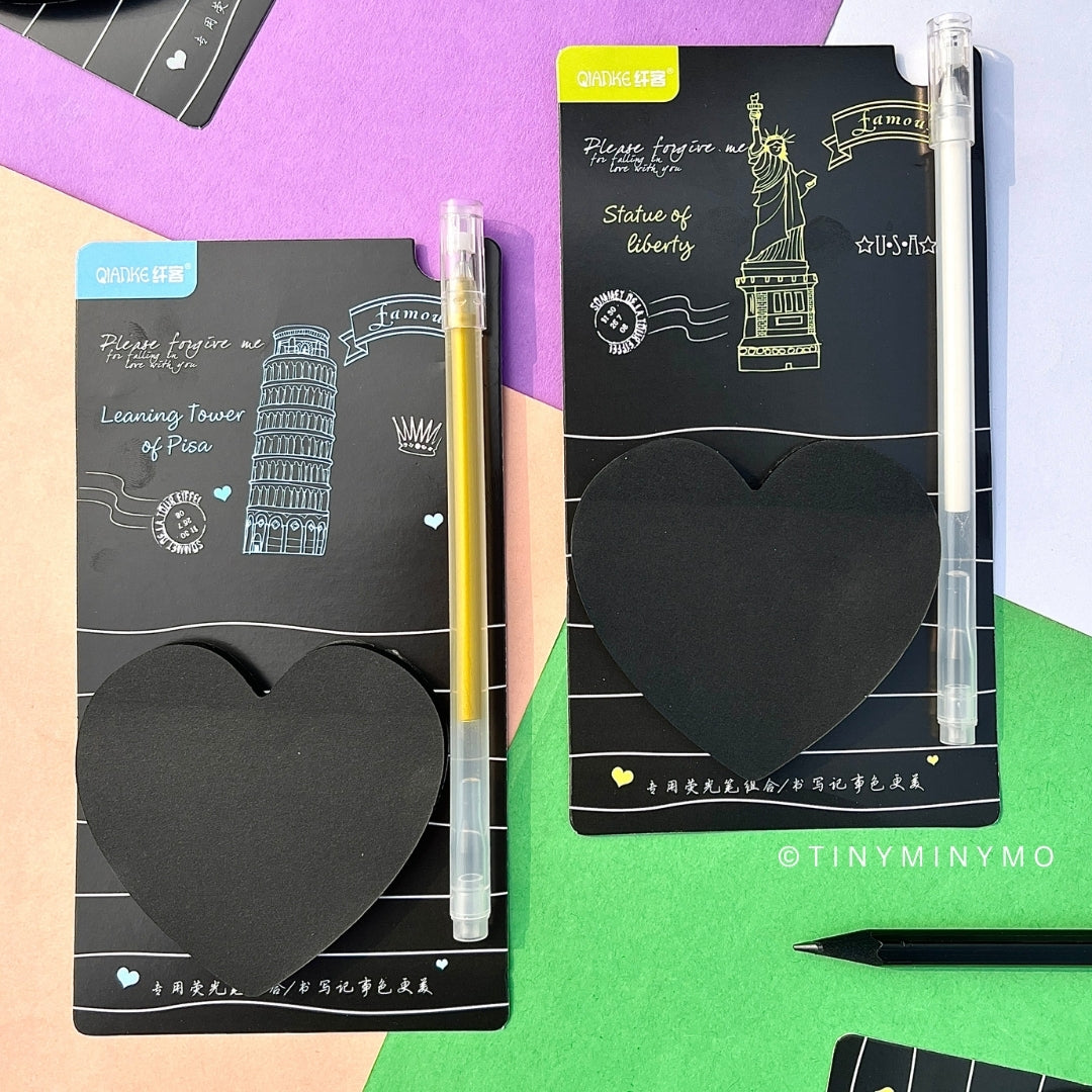Black Stickies With Fluorescent Pens
