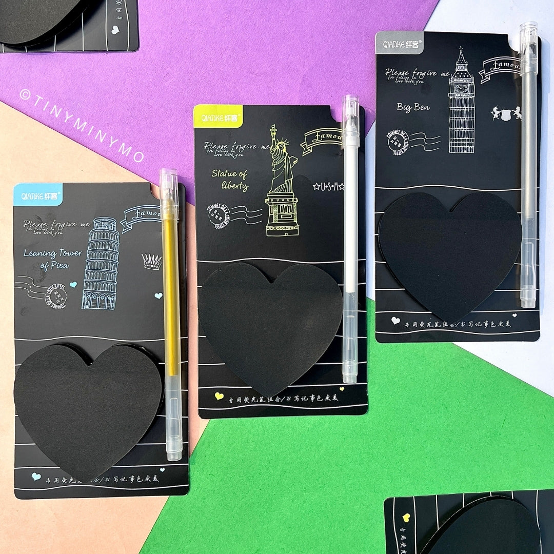 Black Stickies With Fluorescent Pens