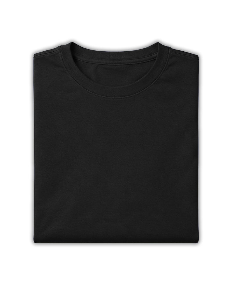 Black Round Neck Plain T-shirt