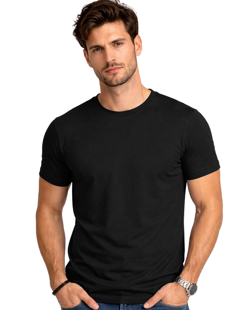 Black Round Neck Plain T-shirt