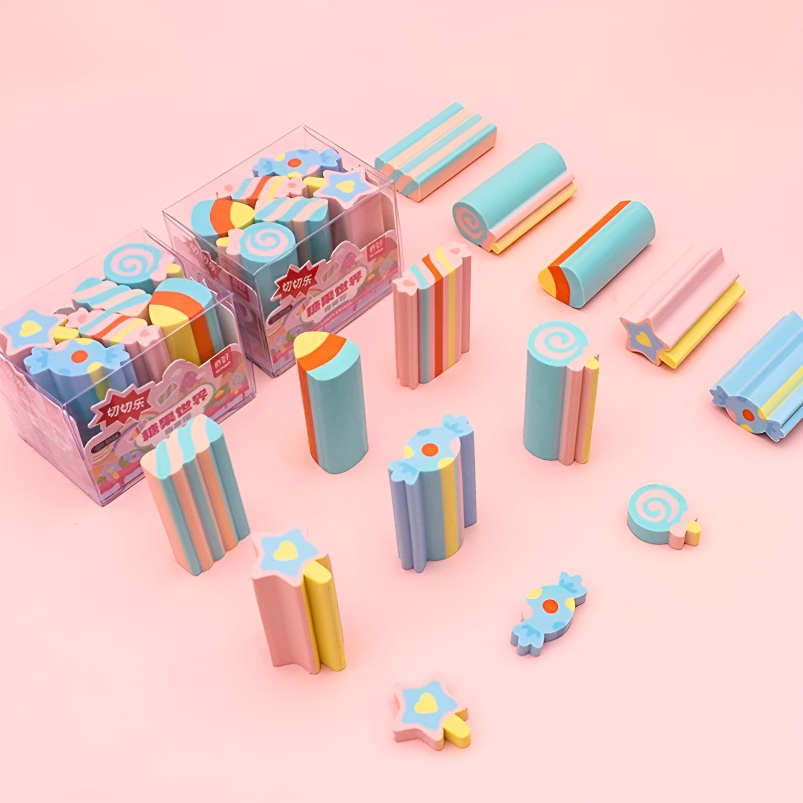 Candy Long Eraser Set