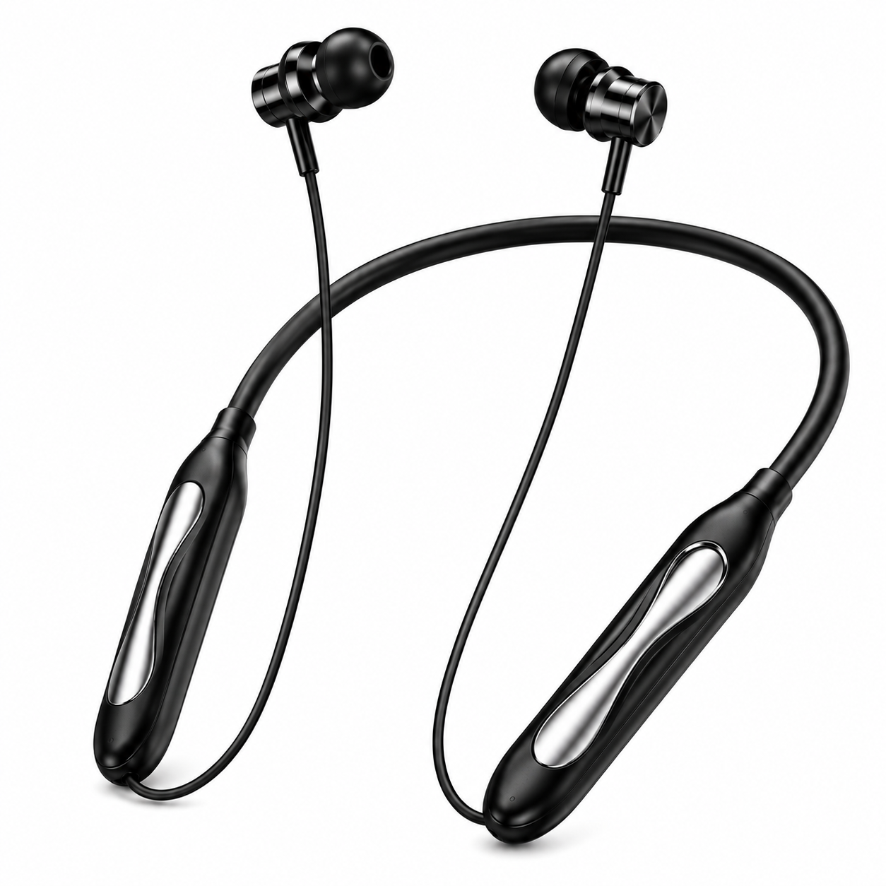 Amfox Tarang NB-123 Wireless Bluetooth Neckband Earphones | 120 Hours Playtime | 50dB Hybrid Noise Cancellation | Magnetic Power On/Off | Voice Change | 350mAh Battery | ENC Calling | Black