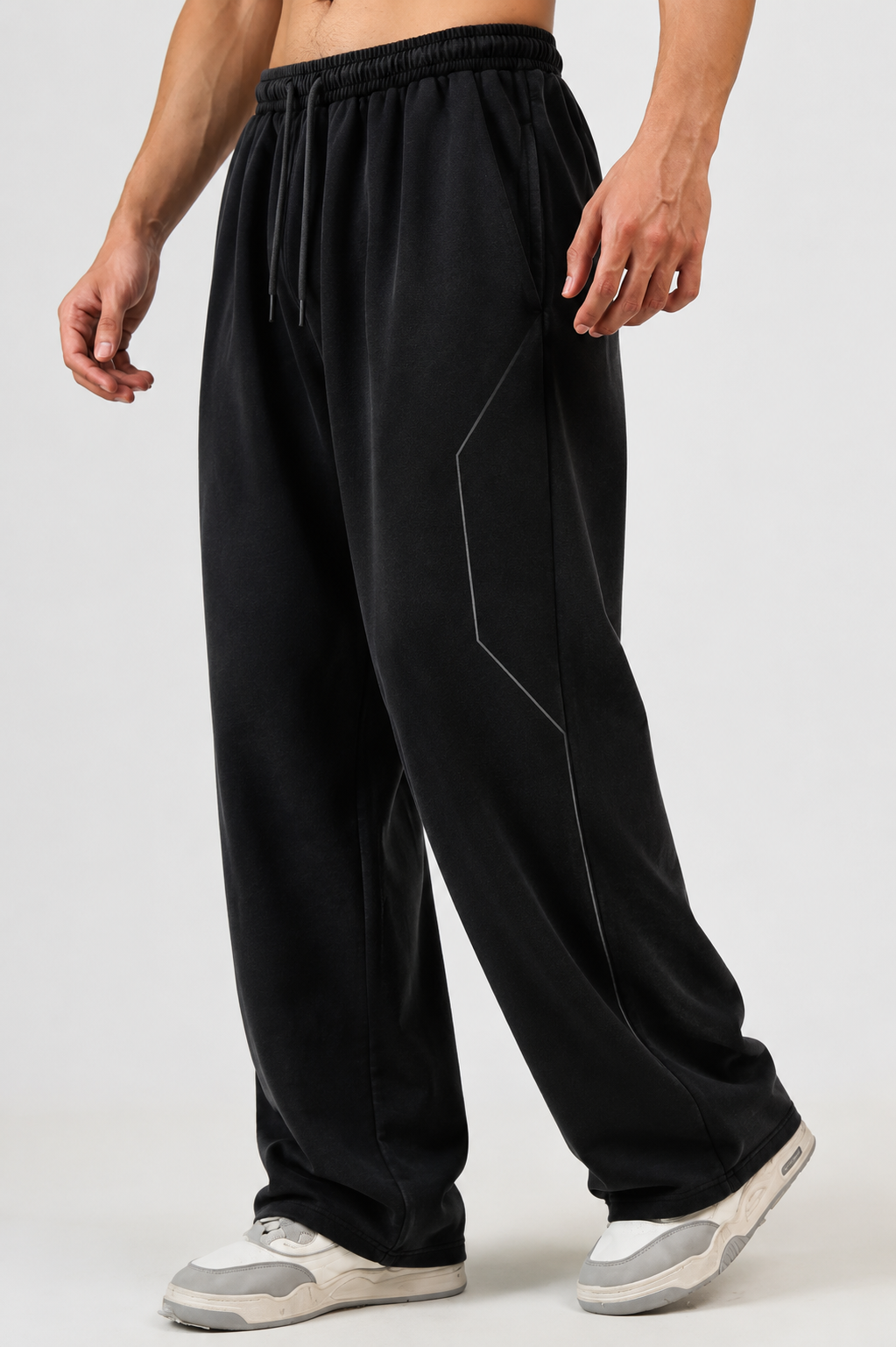 Men's Oversized Wide Leg Track Pants | Premium Cotton Blend Relaxed Fit Joggers | Elastic Waist Casual Lounge & Gym Bottoms | Straight Fit Sweatpants