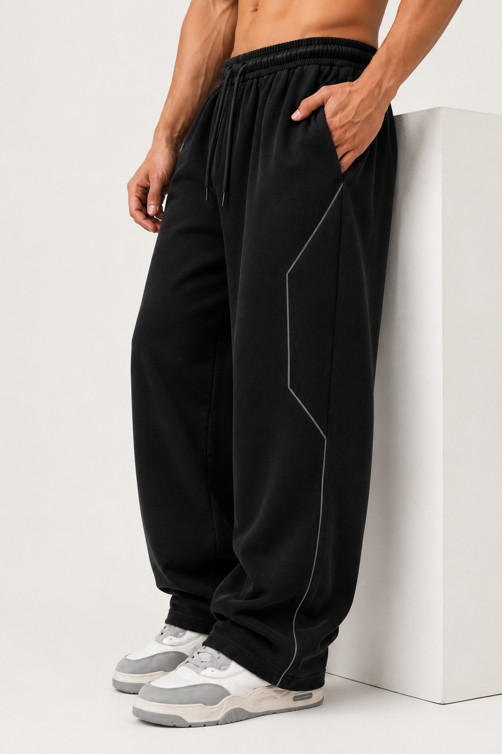 Men's Oversized Wide Leg Track Pants | Premium Cotton Blend Relaxed Fit Joggers | Elastic Waist Casual Lounge & Gym Bottoms | Straight Fit Sweatpants