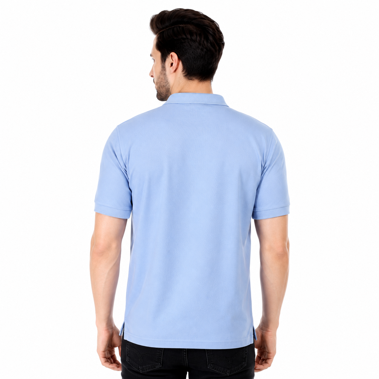 Black Label Polo T-Shirt | Premium Spun Matty Fabric | GSM 180 | Regular Fit | Sky Blue