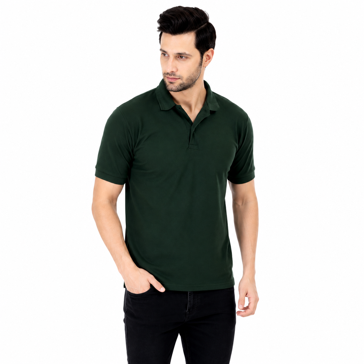 Blue Label Polo T-Shirt | Poly Cotton Blend | 220 GSM | Regular Fit | Dark Green