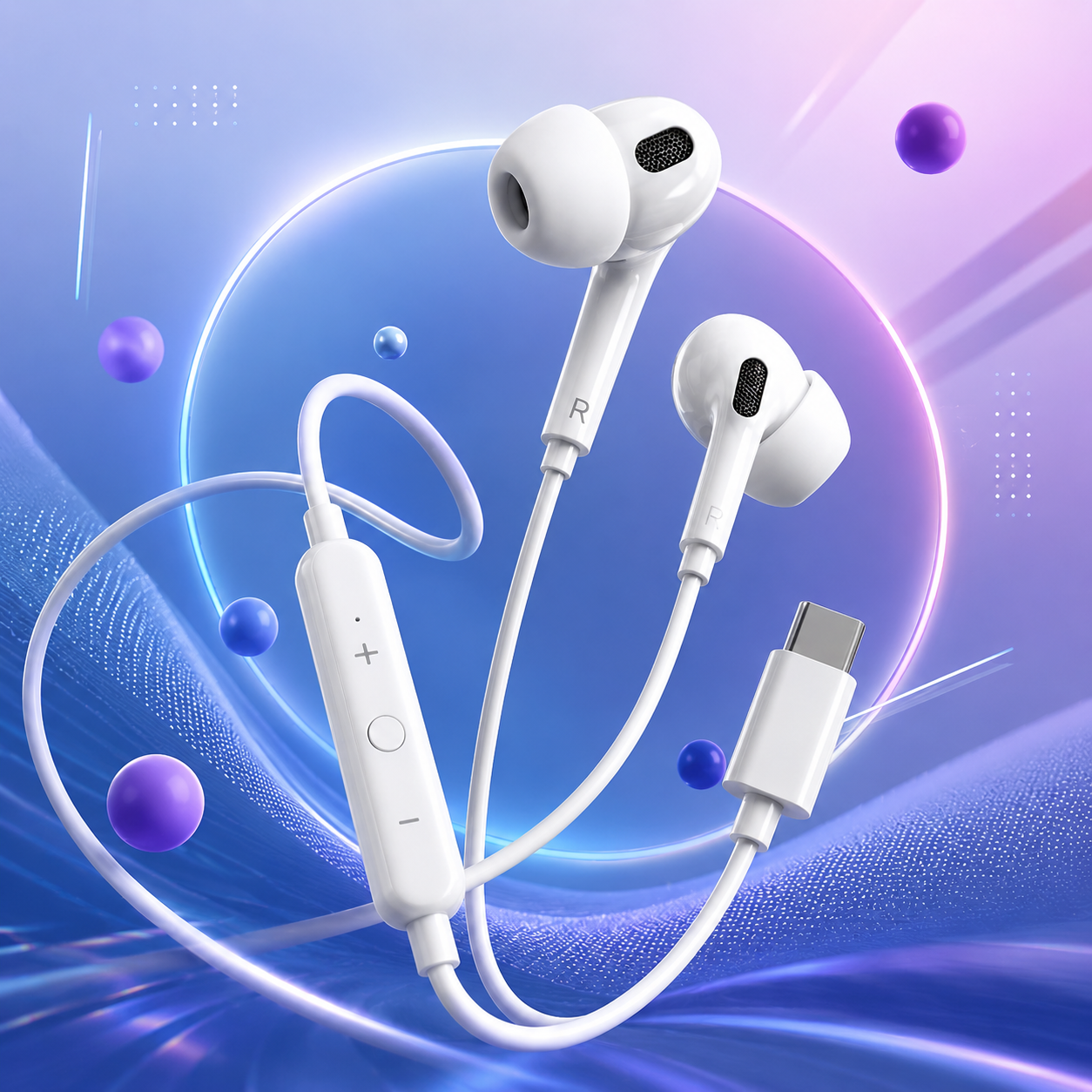 Amfox EP16 Type-C Wired Earphones with Mic | Hi-Fi Stereo Sound | Deep Bass | In-Ear Noise Isolation | Built-in HD Microphone & Volume Control | USB-C Earphones for Android Smartphones, Tablets & Laptops
