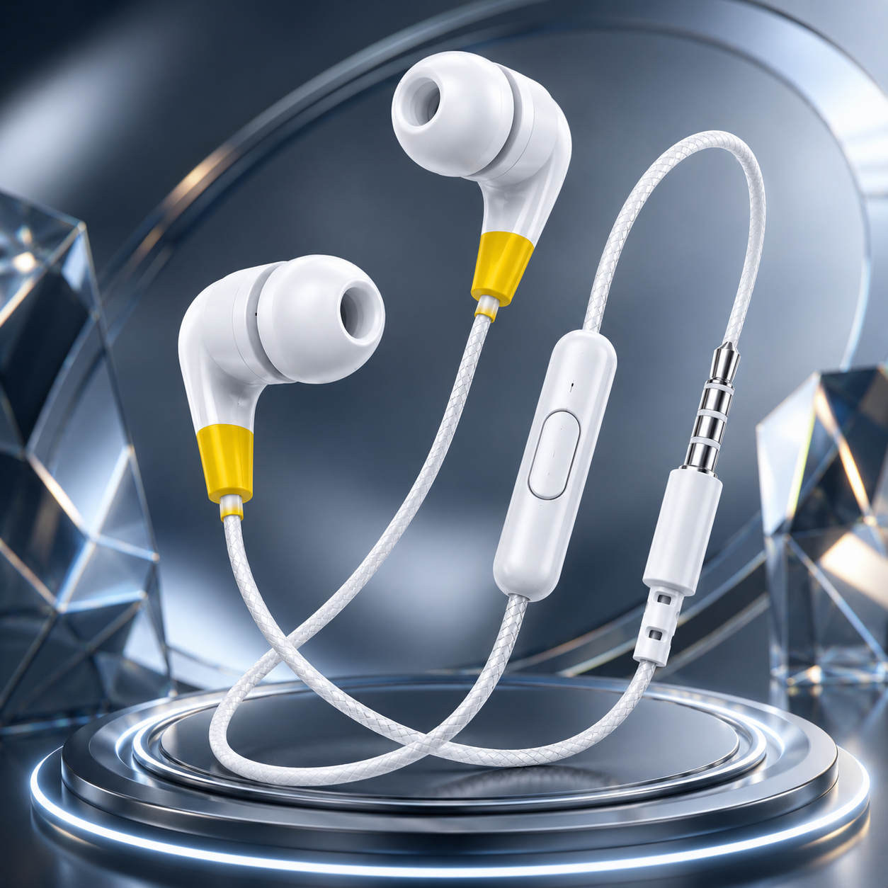 Amfox HF-101 Wired Earphones with Mic | Deep Bass Stereo Sound | 3.5mm Jack | In-Line Mic & Music Control | Noise Isolating In-Ear Earbuds | Universal Compatibility | White