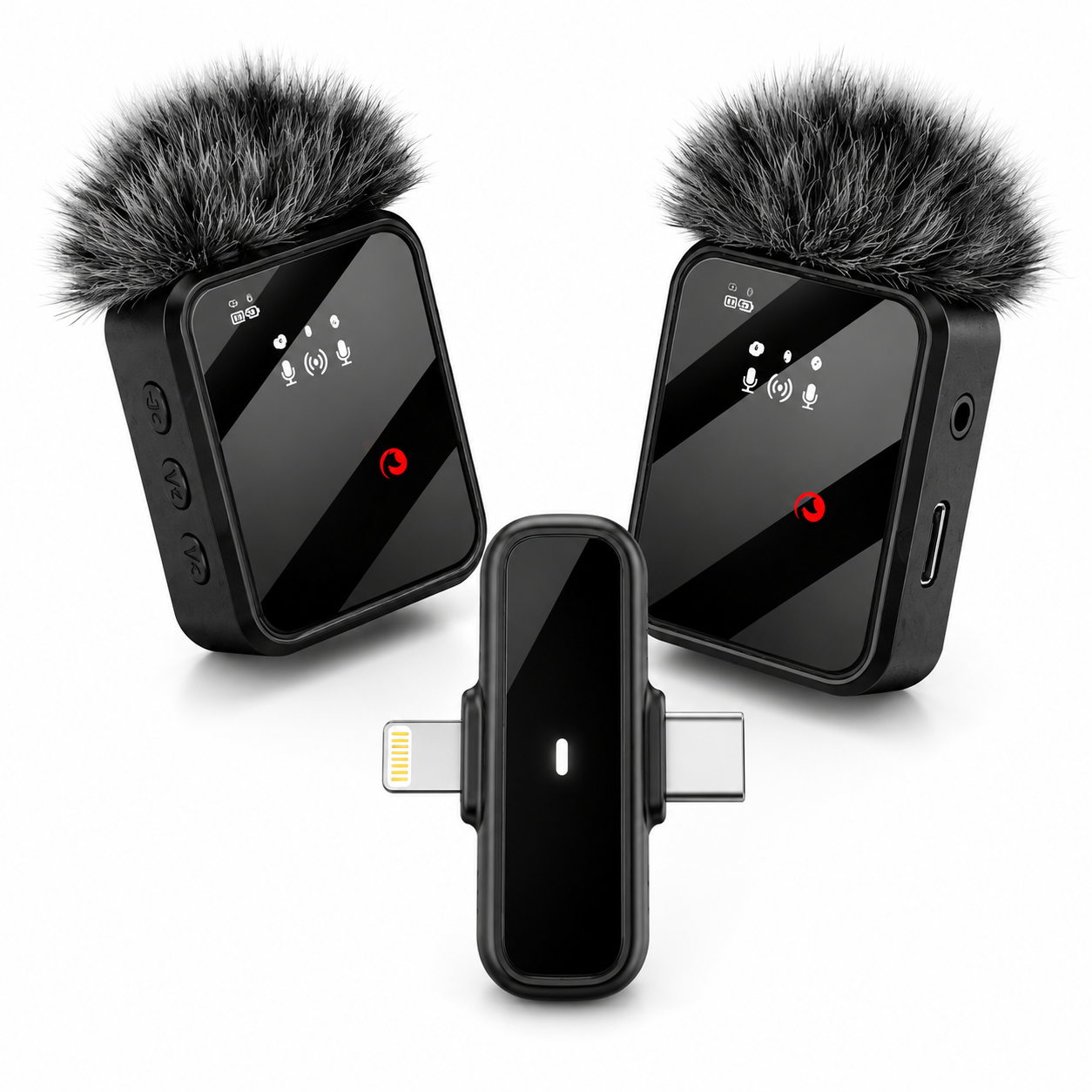 Amfox AM-21 2-in-1 Wireless Microphone | Type-C & Lightning | 25m Range | ENC Noise Reduction